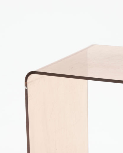 Cubic smoked plexiglass side table, Michel Dumas, 1970s