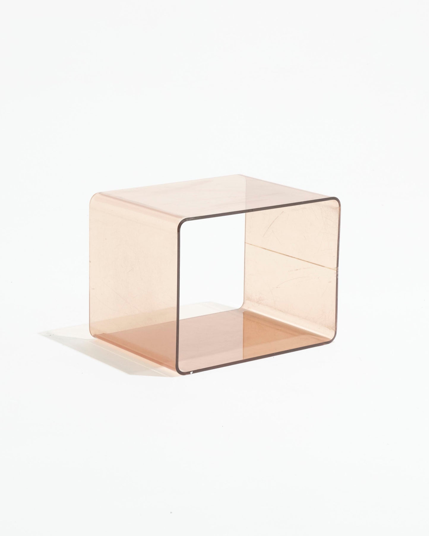 Cubic smoked plexiglass side table, Michel Dumas, 1970s