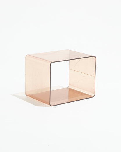 Cubic smoked plexiglass side table, Michel Dumas, 1970s