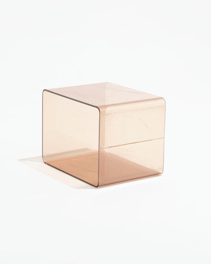Cubic smoked plexiglass side table, Michel Dumas, 1970s