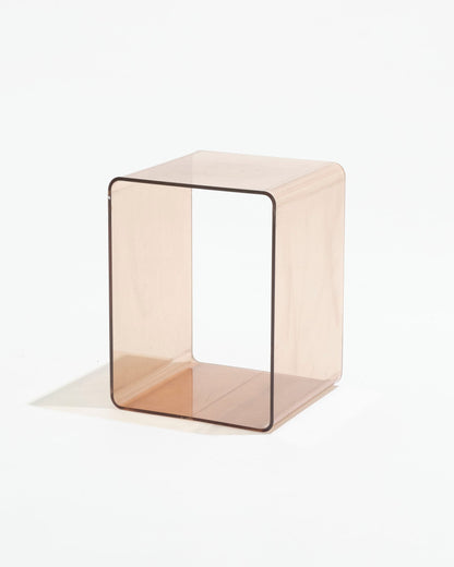 Cubic smoked plexiglass side table, Michel Dumas, 1970s