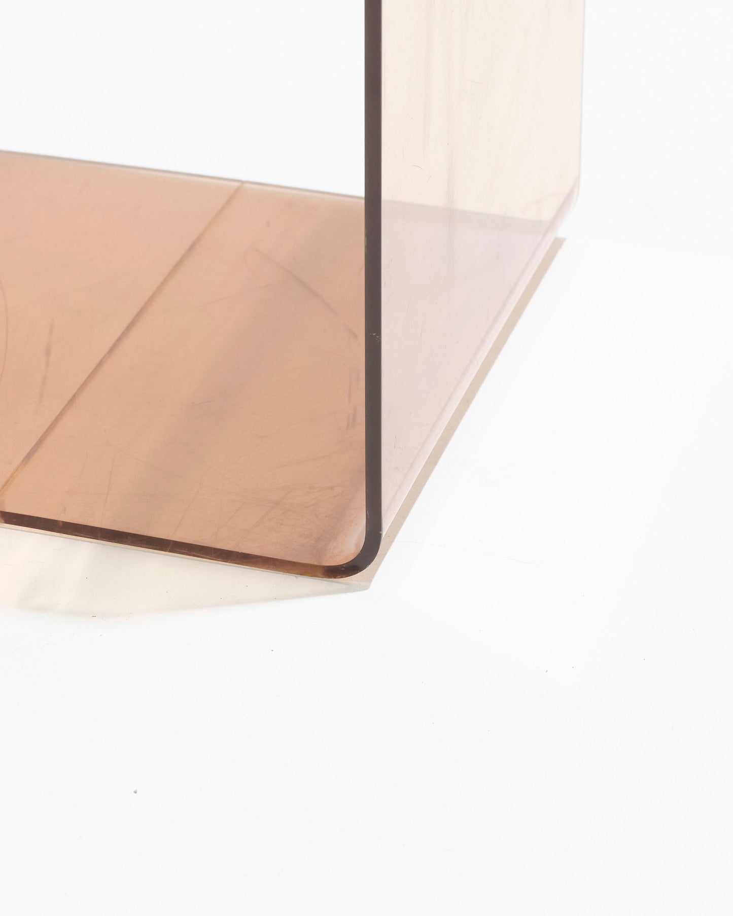 Cubic smoked plexiglass side table, Michel Dumas, 1970s