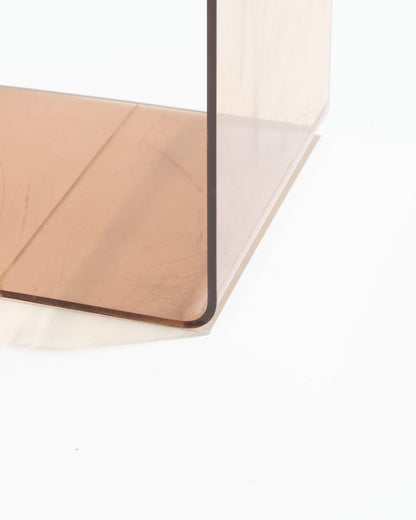 Cubic smoked plexiglass side table, Michel Dumas, 1970s