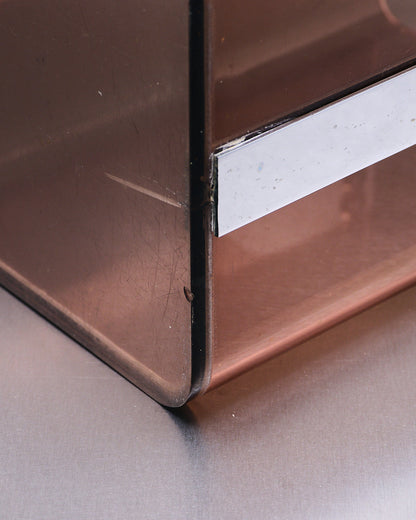 CORBEILLE EN PLEXIGLASS FUMÉ, MICHEL DUCAROY, 1970s