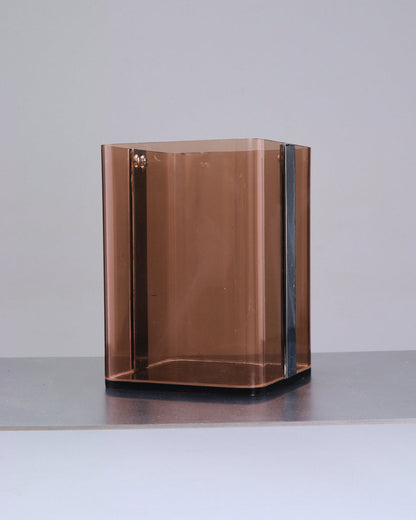 CORBEILLE EN PLEXIGLASS FUMÉ, MICHEL DUCAROY, 1970s