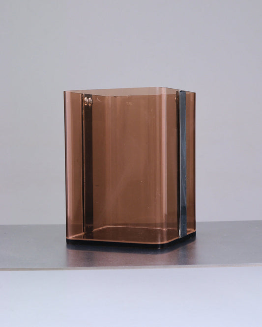 CORBEILLE EN PLEXIGLASS FUMÉ, MICHEL DUCAROY, 1970s