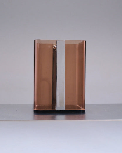 CORBEILLE EN PLEXIGLASS FUMÉ, MICHEL DUCAROY, 1970s