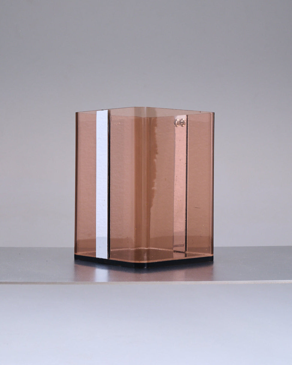 CORBEILLE EN PLEXIGLASS FUMÉ, MICHEL DUCAROY, 1970s