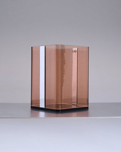 CORBEILLE EN PLEXIGLASS FUMÉ, MICHEL DUCAROY, 1970s