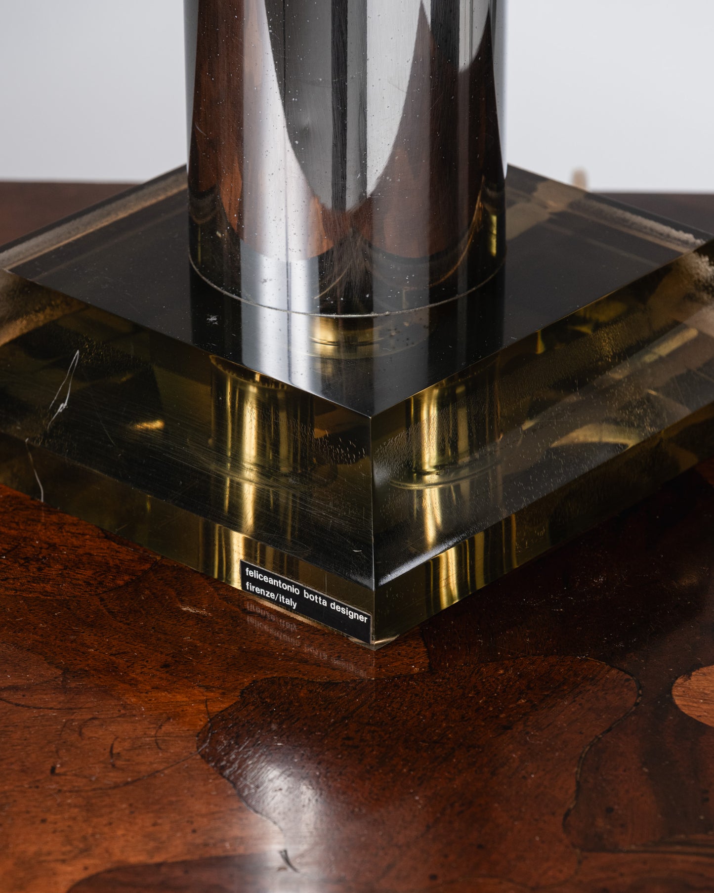 LARGE CHROME AND LUCITE LAMP, BOTTA, 1970s