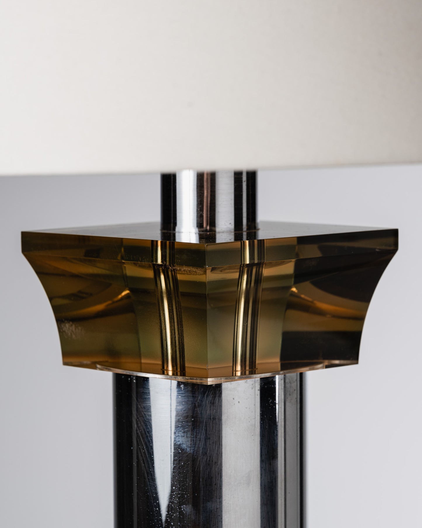 LARGE CHROME AND LUCITE LAMP, BOTTA, 1970s