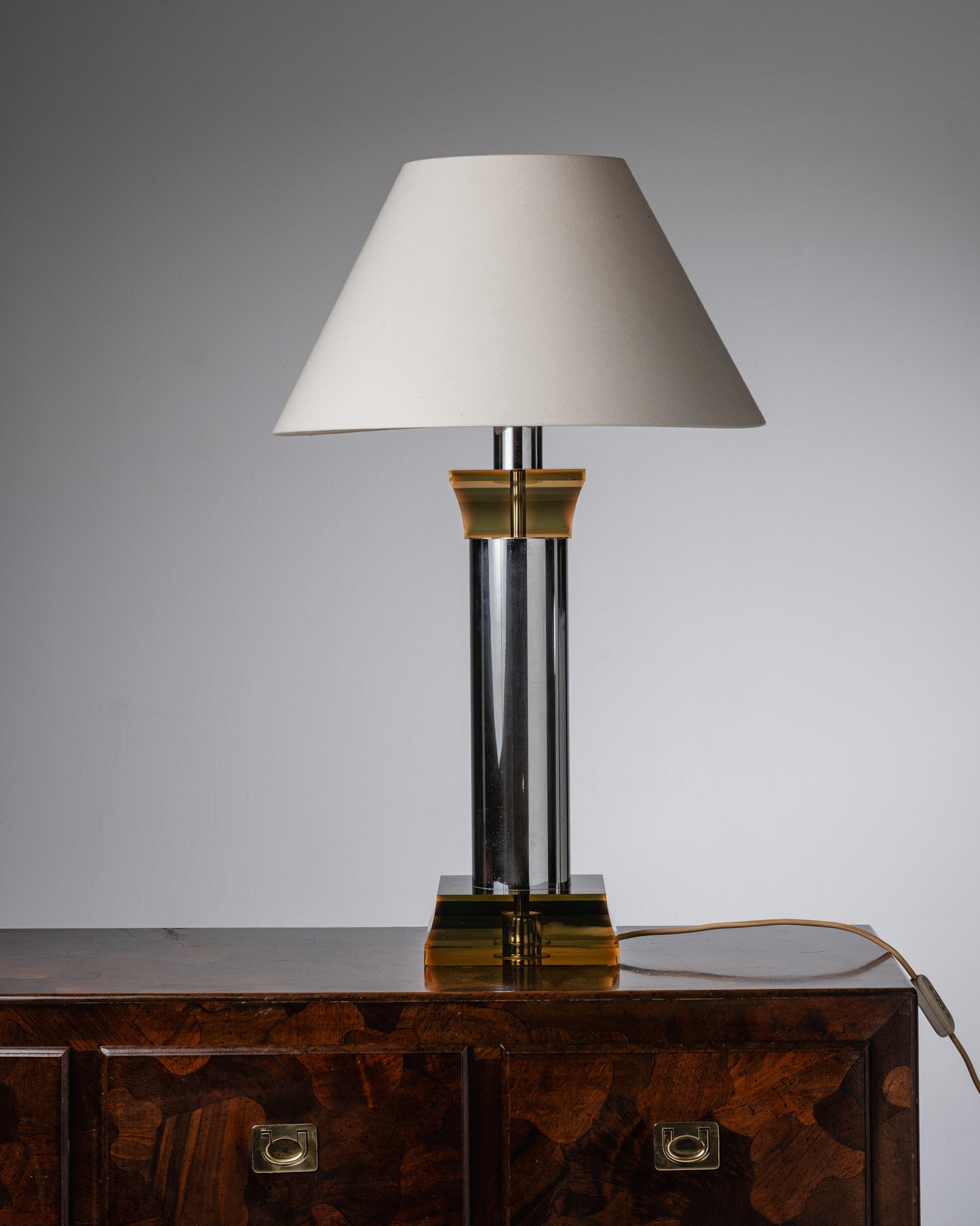 LARGE CHROME AND LUCITE LAMP, BOTTA, 1970s