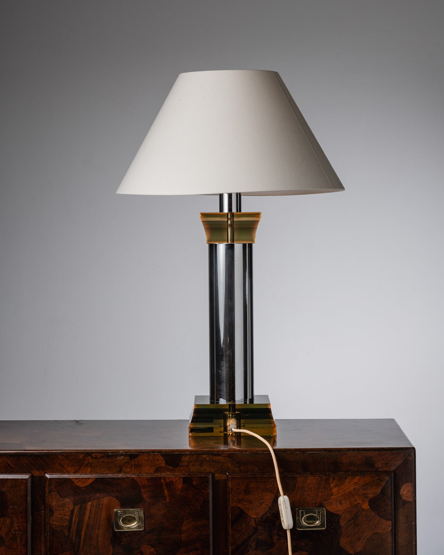 LARGE CHROME AND LUCITE LAMP, BOTTA, 1970s