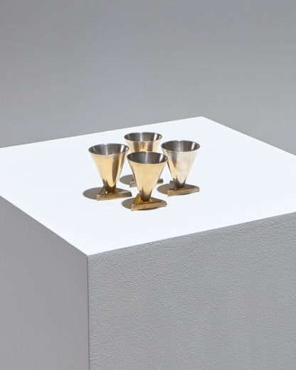 SET DE 4 COQUETIERS GÉOMÉTRIQUES EN LAITON, 1970s