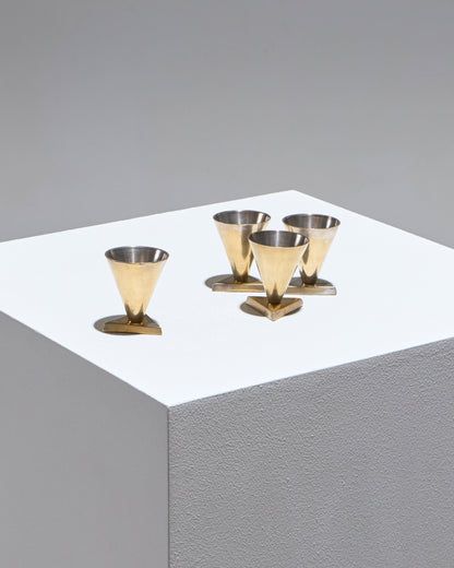 SET DE 4 COQUETIERS GÉOMÉTRIQUES EN LAITON, 1970s