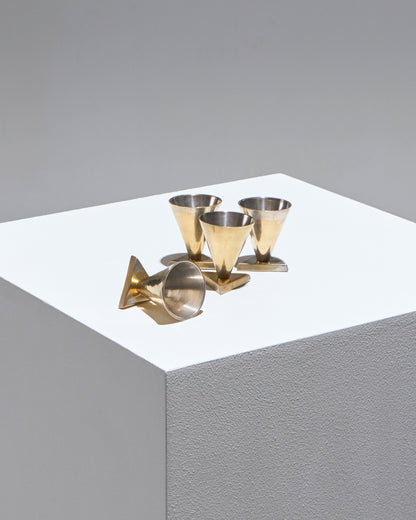 SET DE 4 COQUETIERS GÉOMÉTRIQUES EN LAITON, 1970s