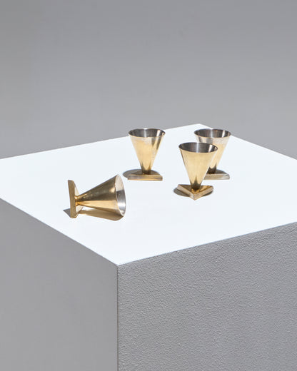SET DE 4 COQUETIERS GÉOMÉTRIQUES EN LAITON, 1970s