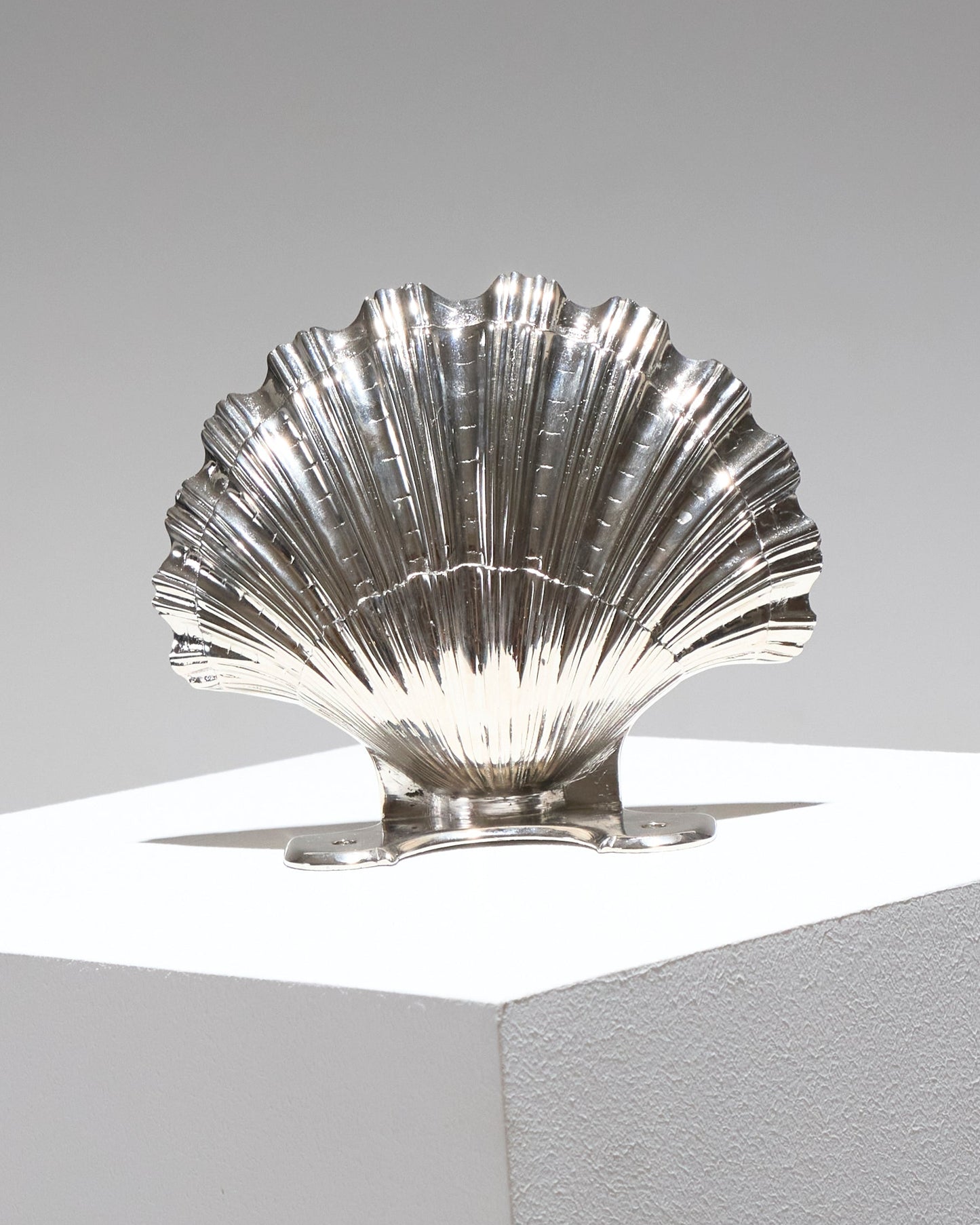 LARGE METAL SHELL SOAP DISH, 1930s