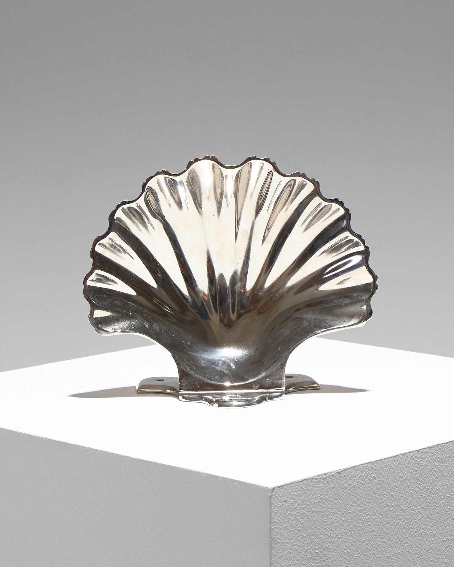 LARGE METAL SHELL SOAP DISH, 1930s