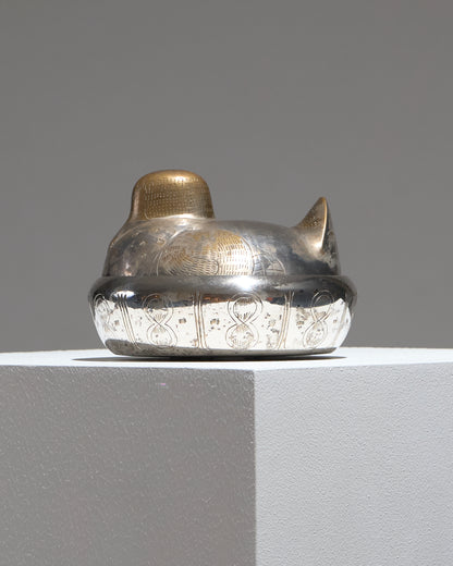 BOÎTE POULE EN LAITON ARGENTÉ, 1970s