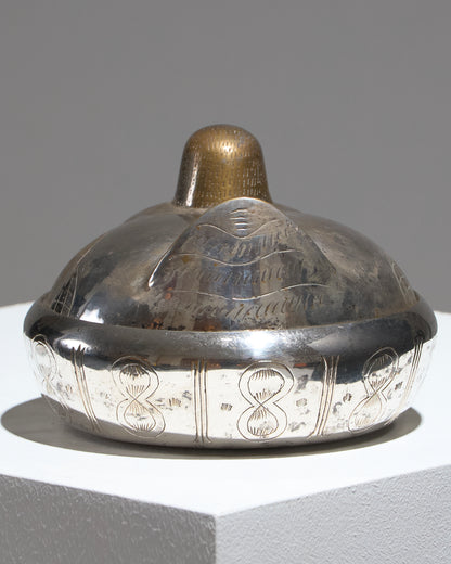 BOÎTE POULE EN LAITON ARGENTÉ, 1970s