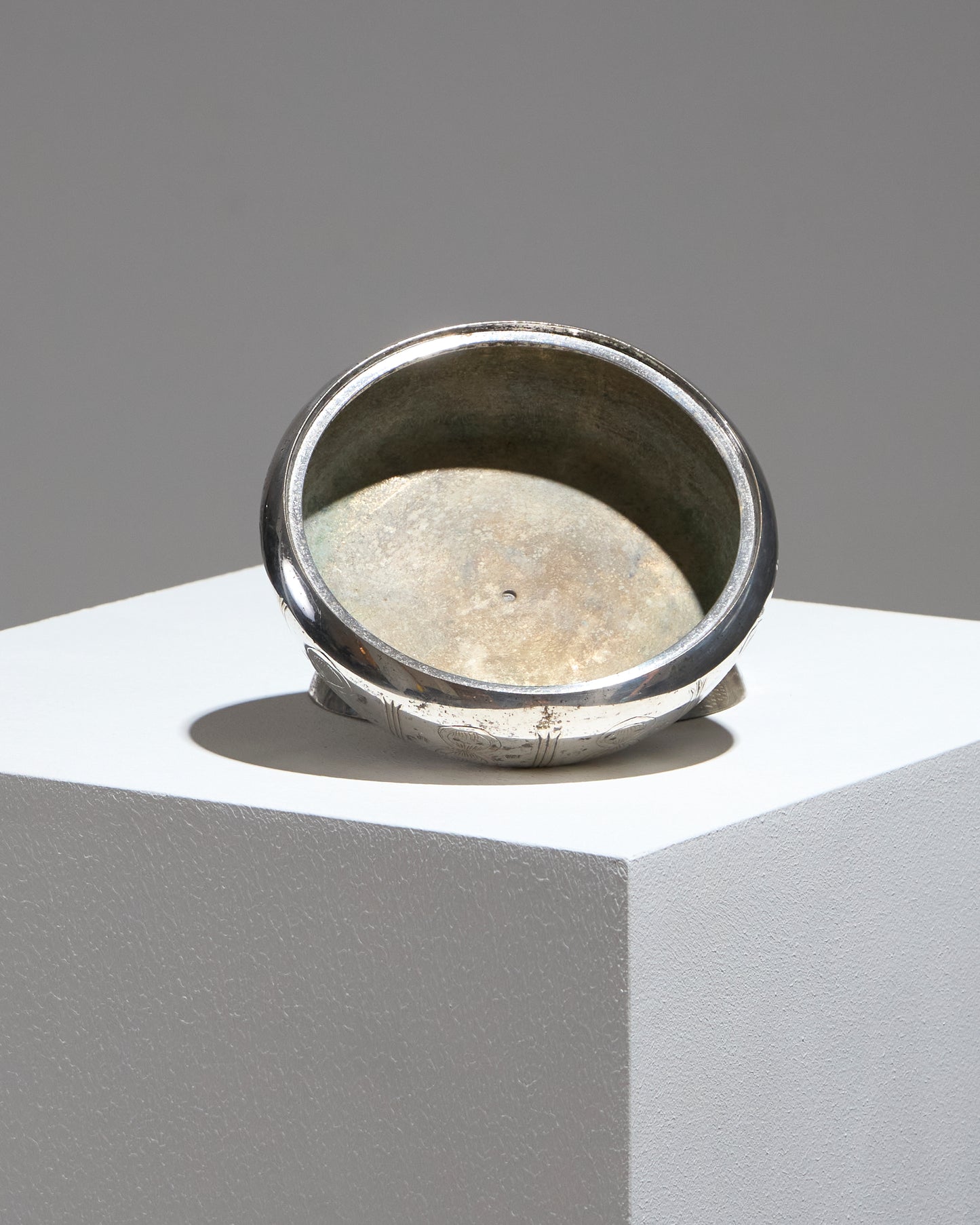 BOÎTE POULE EN LAITON ARGENTÉ, 1970s