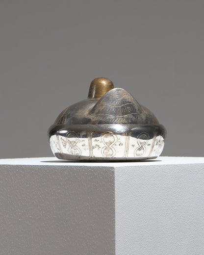 BOÎTE POULE EN LAITON ARGENTÉ, 1970s