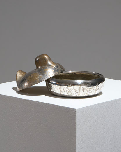 BOÎTE POULE EN LAITON ARGENTÉ, 1970s