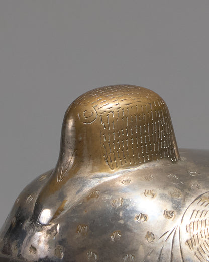 BOÎTE POULE EN LAITON ARGENTÉ, 1970s