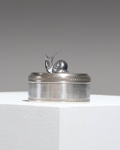 Small silver-plated metal snail box, 1960s 