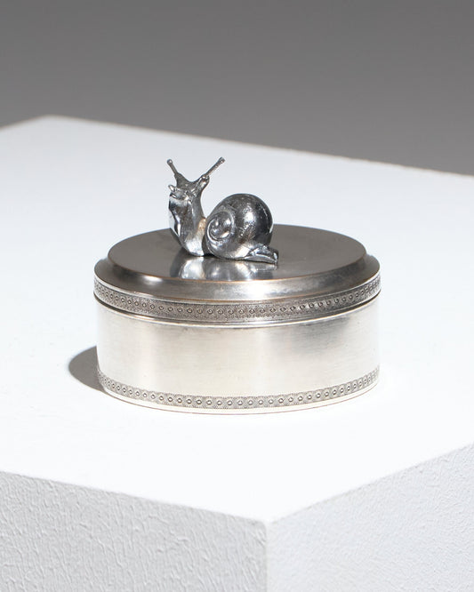 Small silver-plated metal snail box, 1960s 