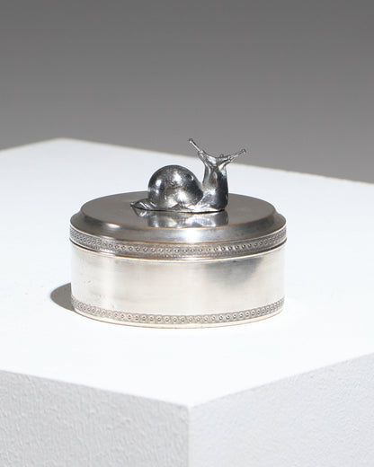 Small silver-plated metal snail box, 1960s 