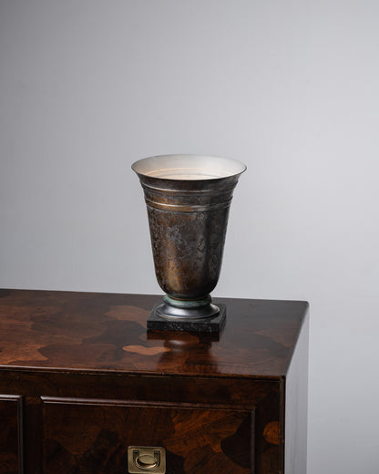 ART DECO METAL AND COPPER TULIP LAMP, 1930s