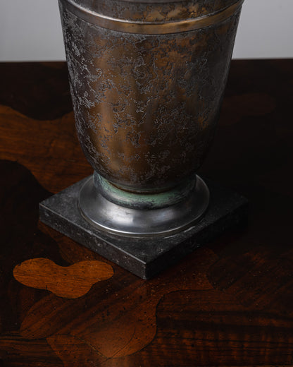 ART DECO METAL AND COPPER TULIP LAMP, 1930s