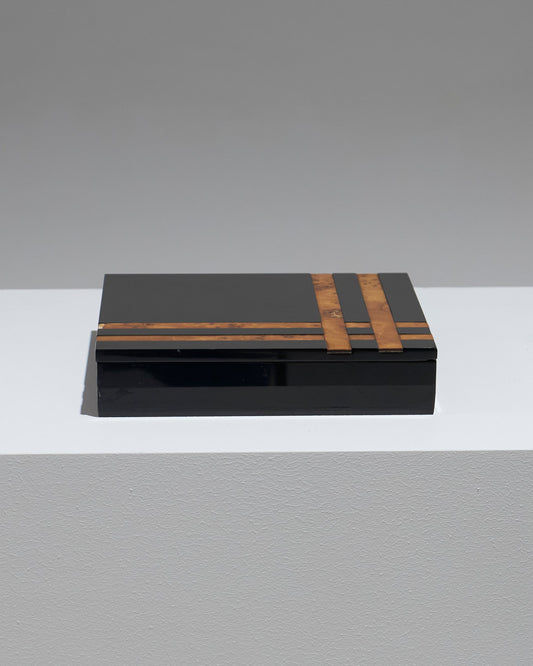 Art Deco lacquered wood and veneer box, 1930s