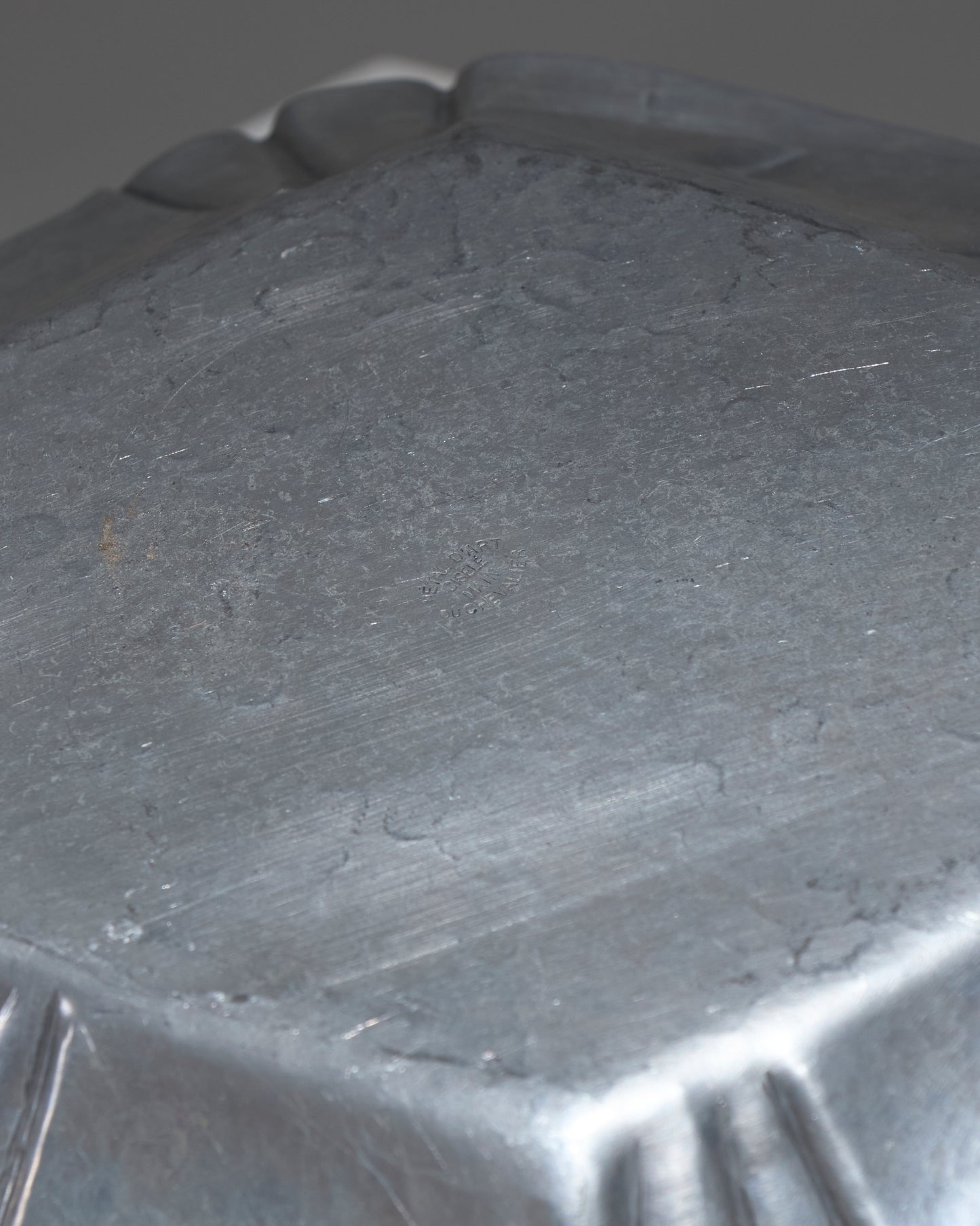 HAMMERED PEWTER DISH, LOUIS HOUZEAUX, 1930s