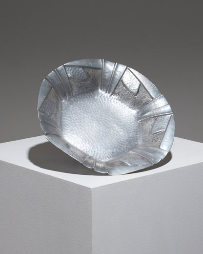 HAMMERED PEWTER DISH, LOUIS HOUZEAUX, 1930s