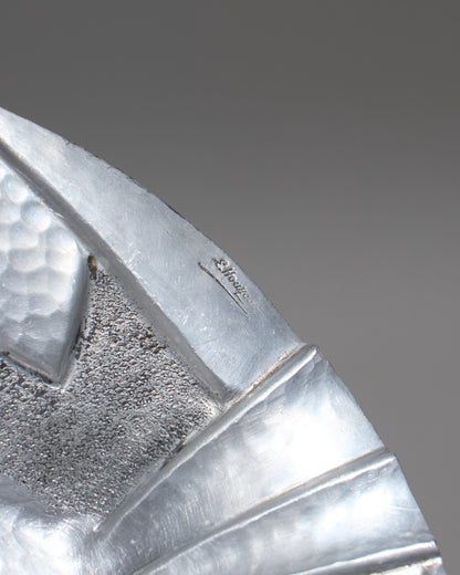 HAMMERED PEWTER DISH, LOUIS HOUZEAUX, 1930s
