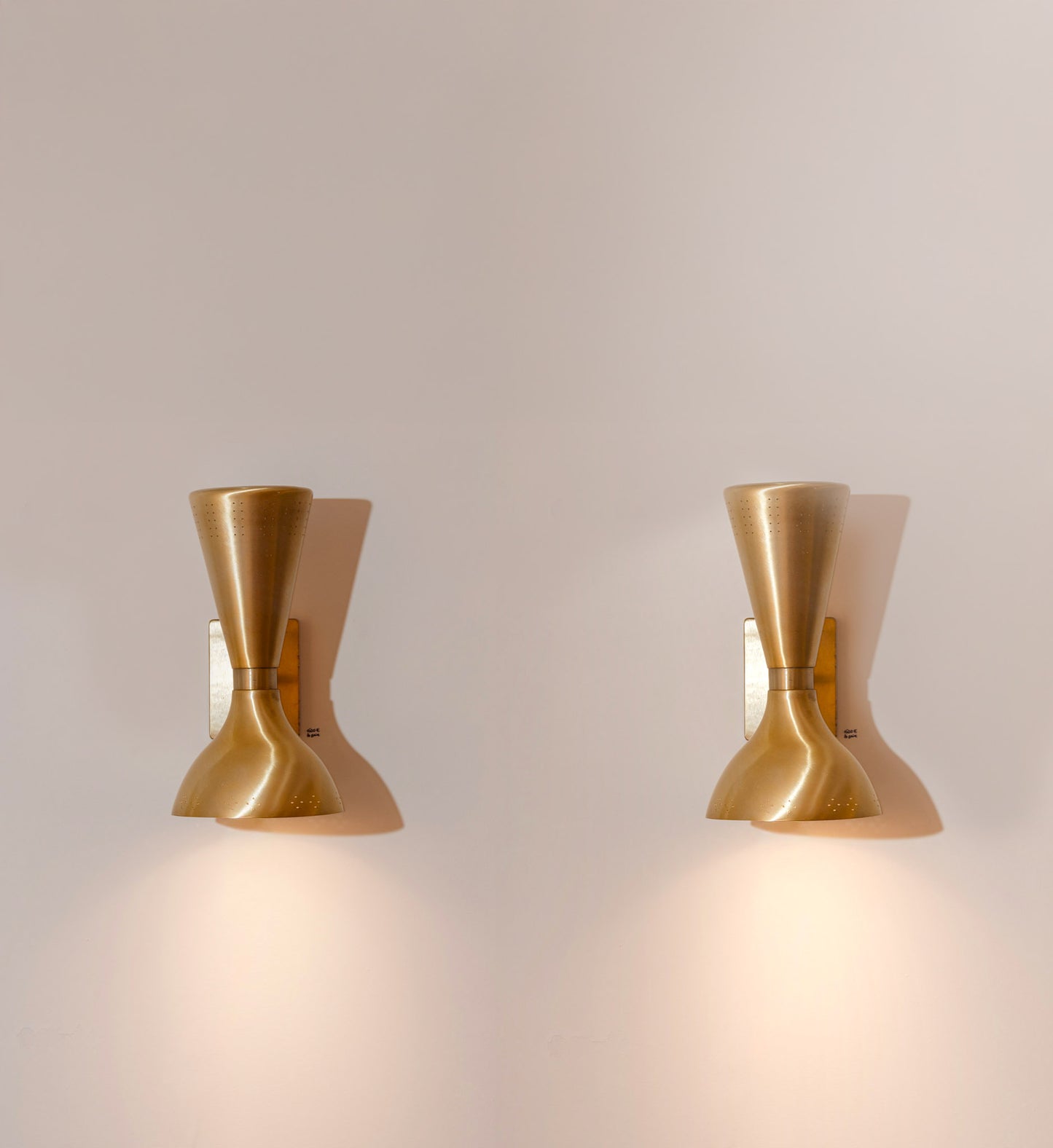 PAIR OF DIABOLO GOLD WALL LIGHTS, 1960s