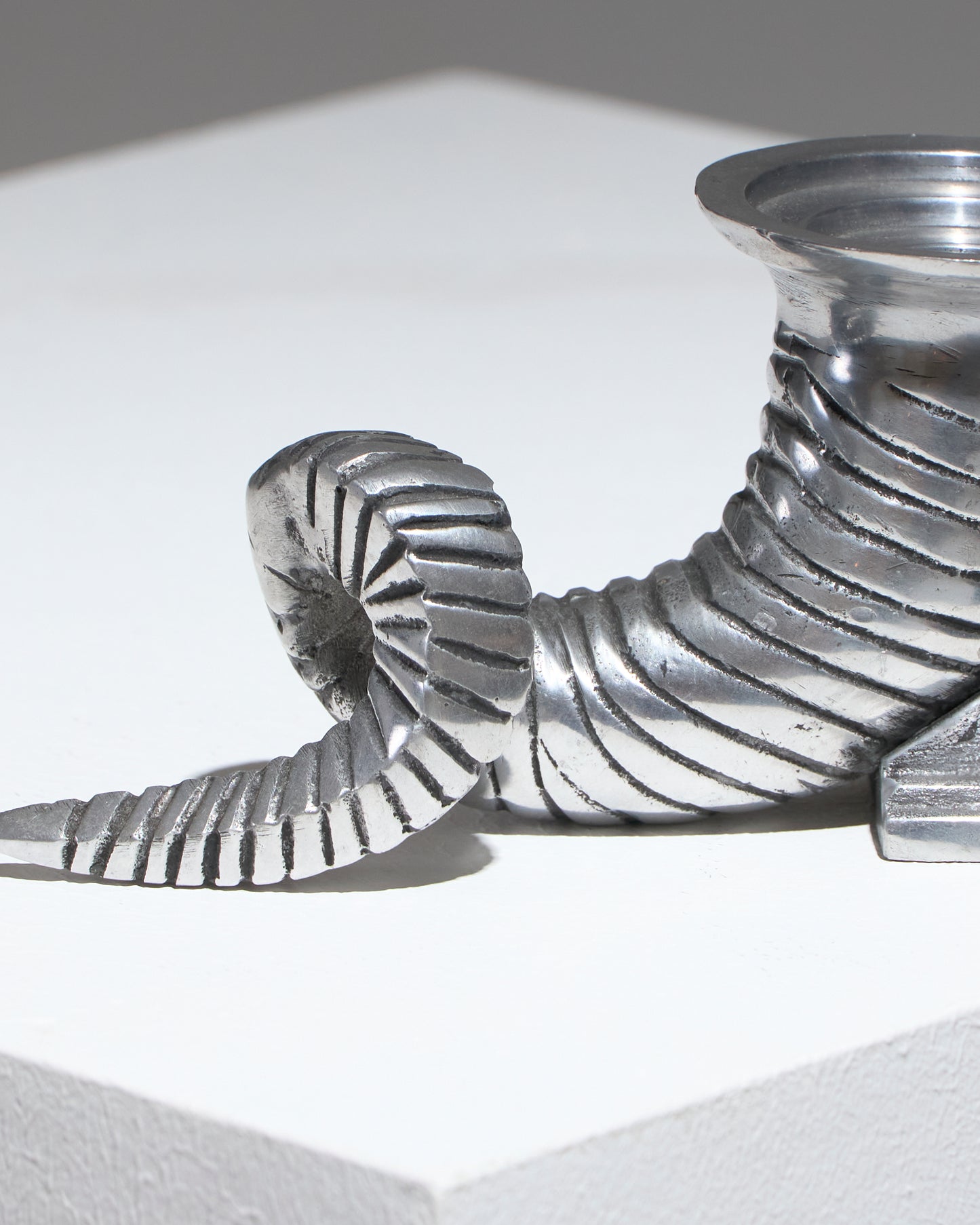 Pair of silver-plated horn candlesticks, 1960s