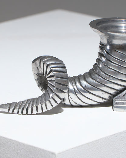 Pair of silver-plated horn candlesticks, 1960s