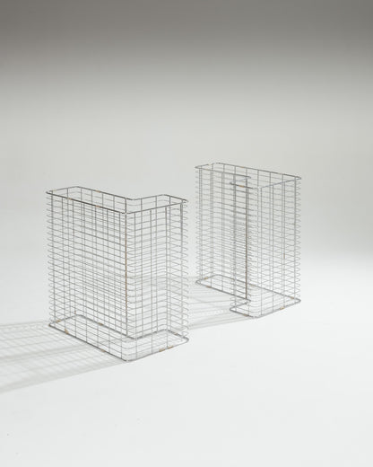 Large wire desk in glass and metal, Terence Conran, 1980s