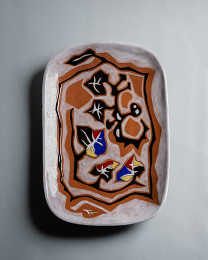 PLAT RECTANGULAIRE EN CÉRAMIQUE, JEAN LURÇAT, 1950s