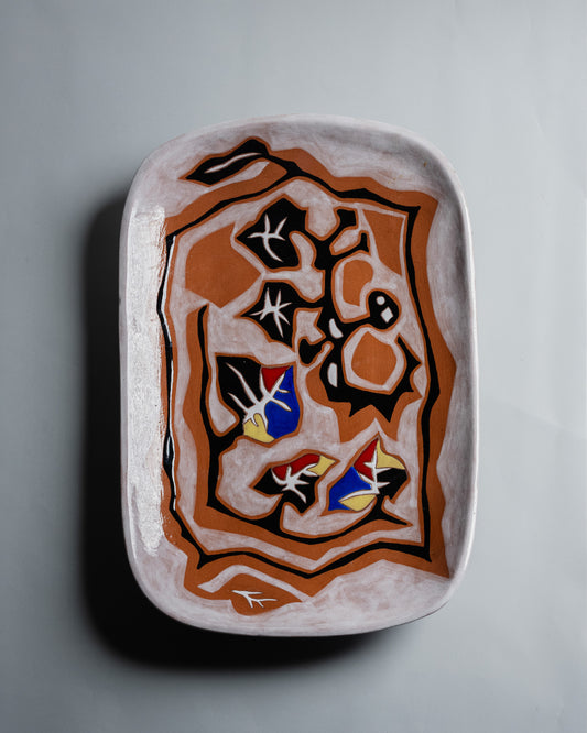 PLAT RECTANGULAIRE EN CÉRAMIQUE, JEAN LURÇAT, 1950s