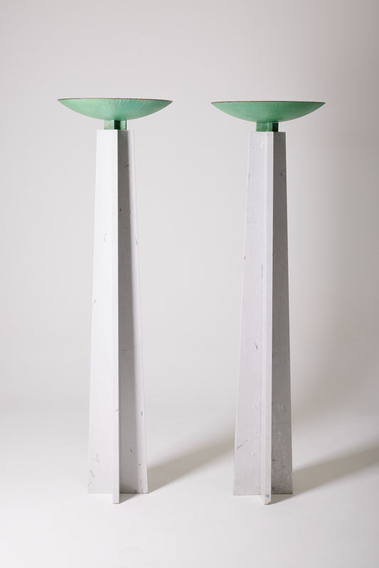 PAIR OF LELLA &amp; MASSIMO VIGNELLI “WAGNERIANA” MARBLE FLOOR LAMPS