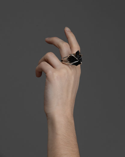 BAGUE EN ARGENT 950 ET TOURMALINE