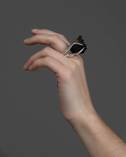 BAGUE EN ARGENT 950 ET TOURMALINE