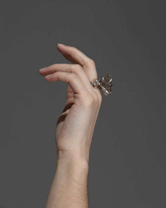 BAGUE EN ARGENT 950 ET QUARTZ GRIS