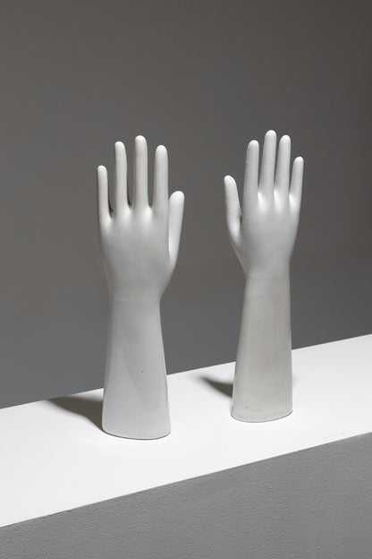 WHITE PORCELAIN HAND SCULPTURE, 1950s