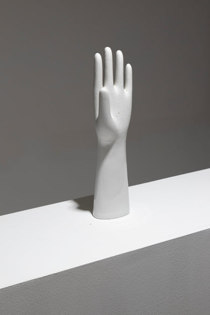 WHITE PORCELAIN HAND SCULPTURE, 1950s